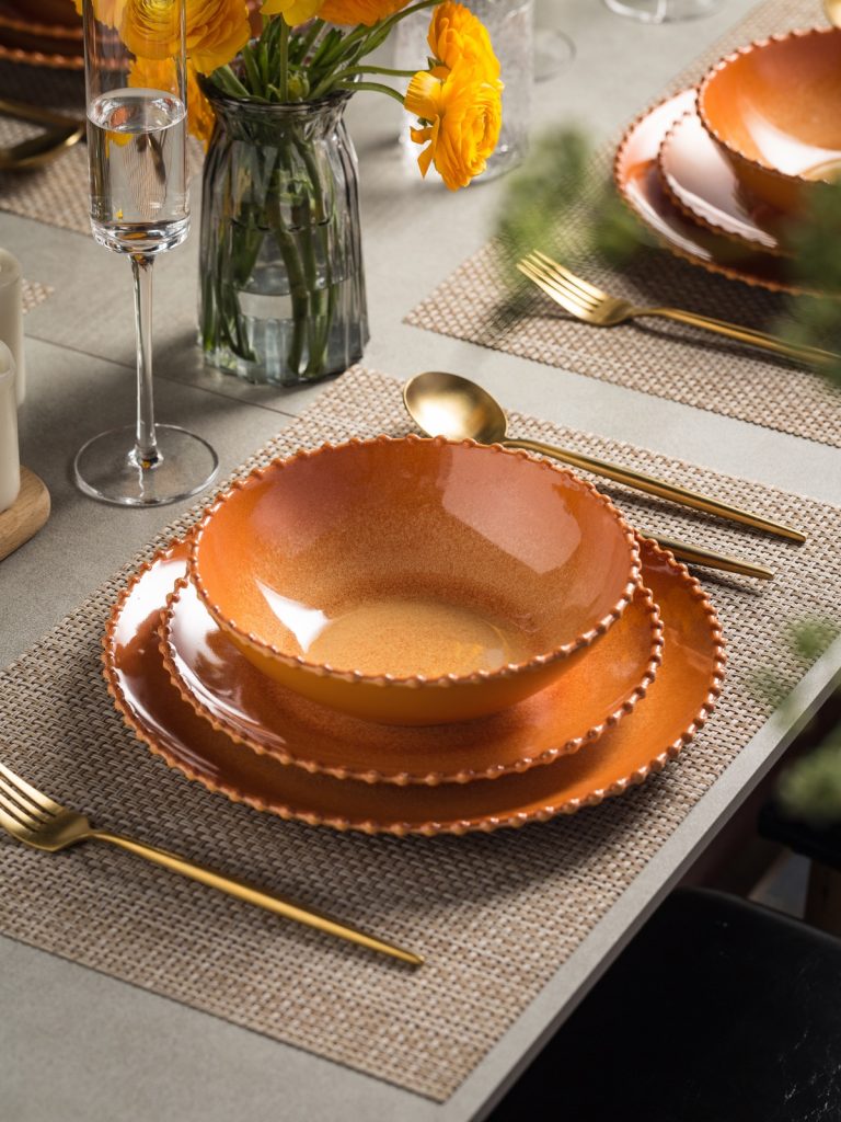 Mineral Halo melamine dinnerware collection